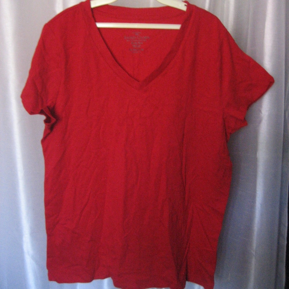 Faded Glory Red V Neck Short Sleeve T Shirt Sz XL